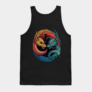 Yin Yang Dragons Fantasy Duality Tank Top